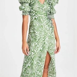 Cinq à Sept Kacy Zebra Print Puff-Sleeve Wrap Sheath Dress Size 12